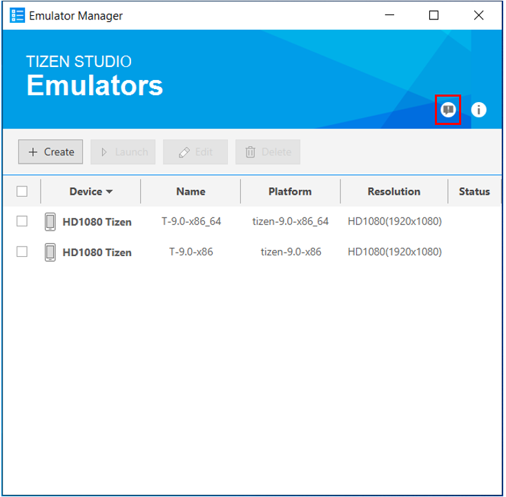 Emulator Manager Window