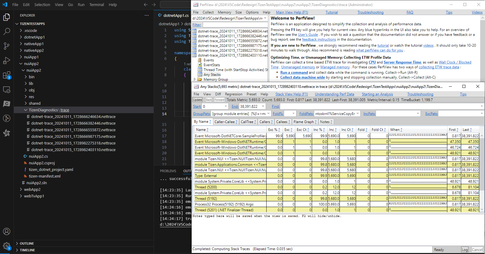 trace PerfView analysis view