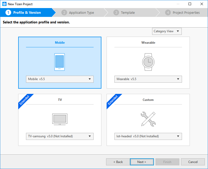 Selecting the profile and version