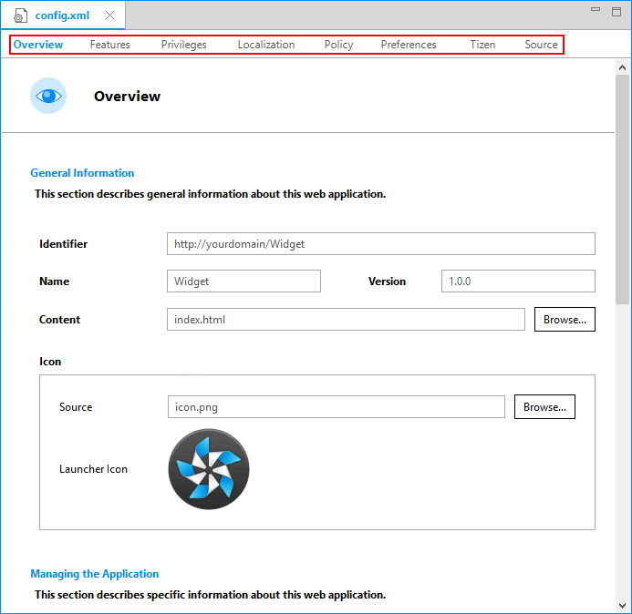 Configuring the application
