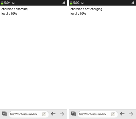 Displaying battery status (in mobile applications only)