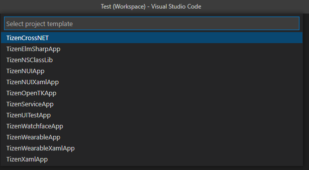 Select project template