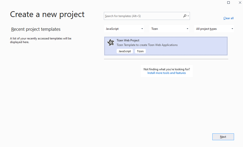 Create Tizen project