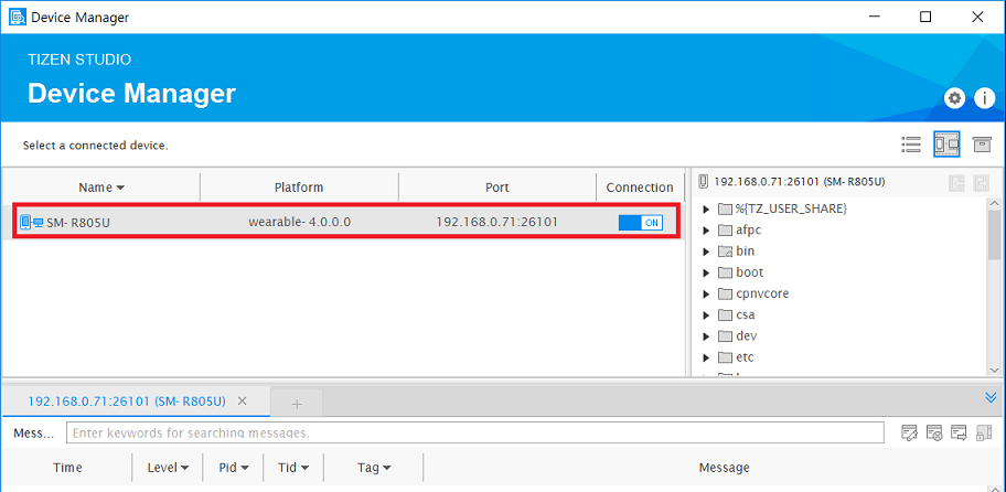 Device Manager - connected device list