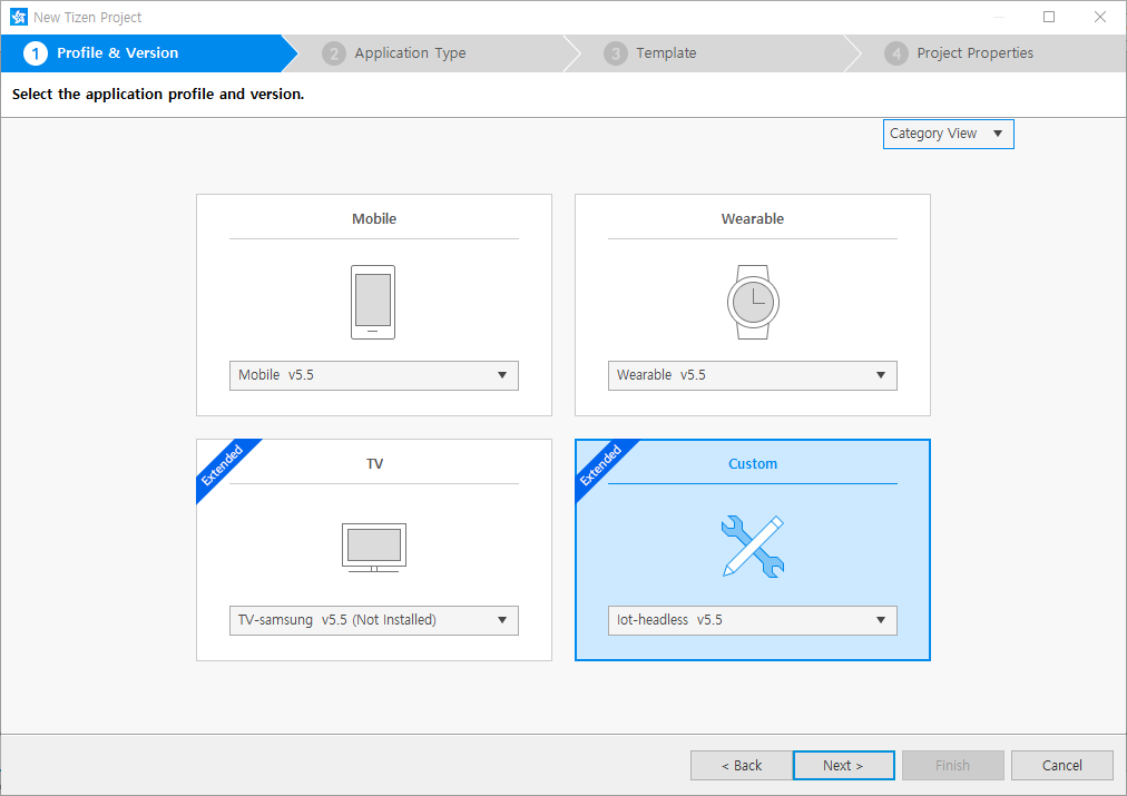 Selecting the profile and version
