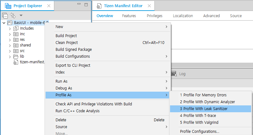 Profiling the application