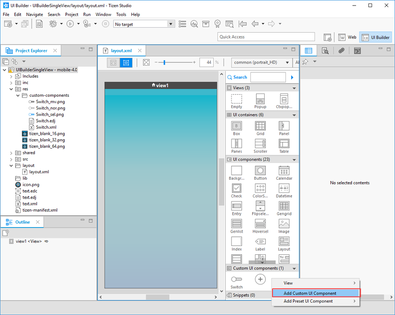 Add custom UI component