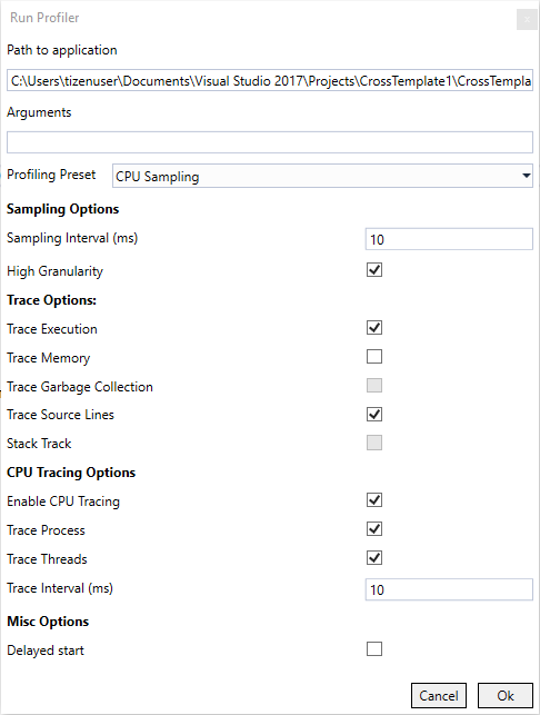Profiler configuration