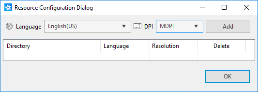 Resource configuration dialog