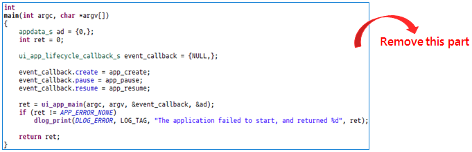 Removing main function