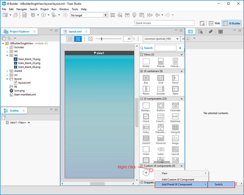 Add preset UI Component