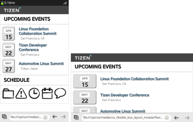 Article areas with a flexible box layout defined