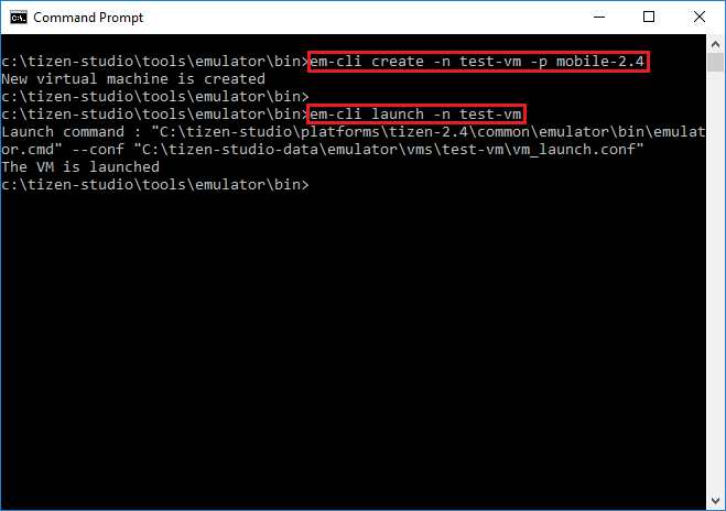 Launching the emulator using the command line