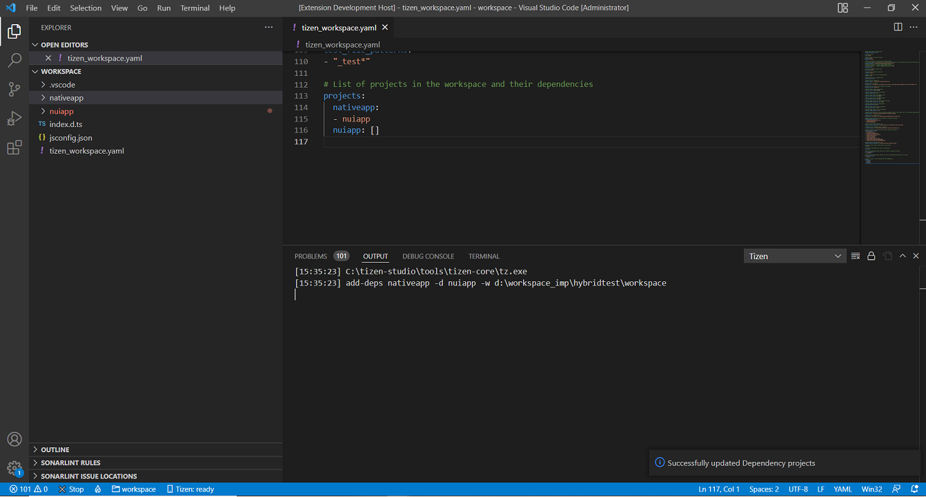 Selected dependencies projects