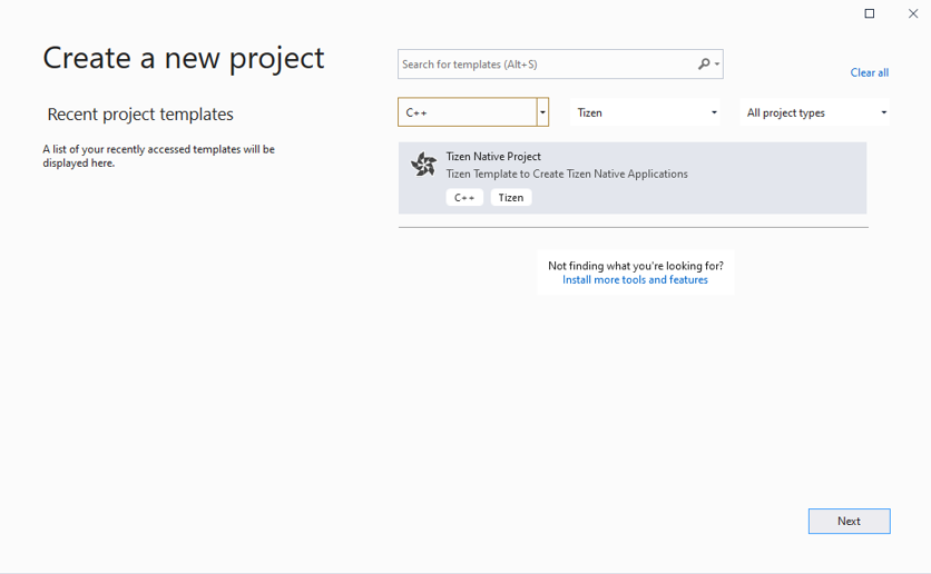 Create Tizen project