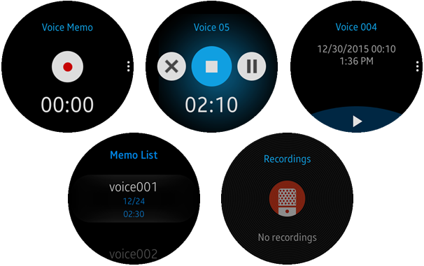 (Circle) Voice Memo screens