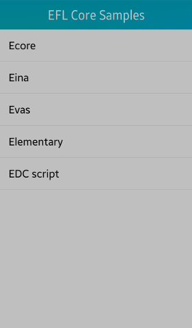 EFL core samples screen