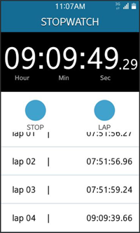 Stopwatch screen