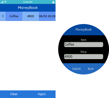 Money Book screens